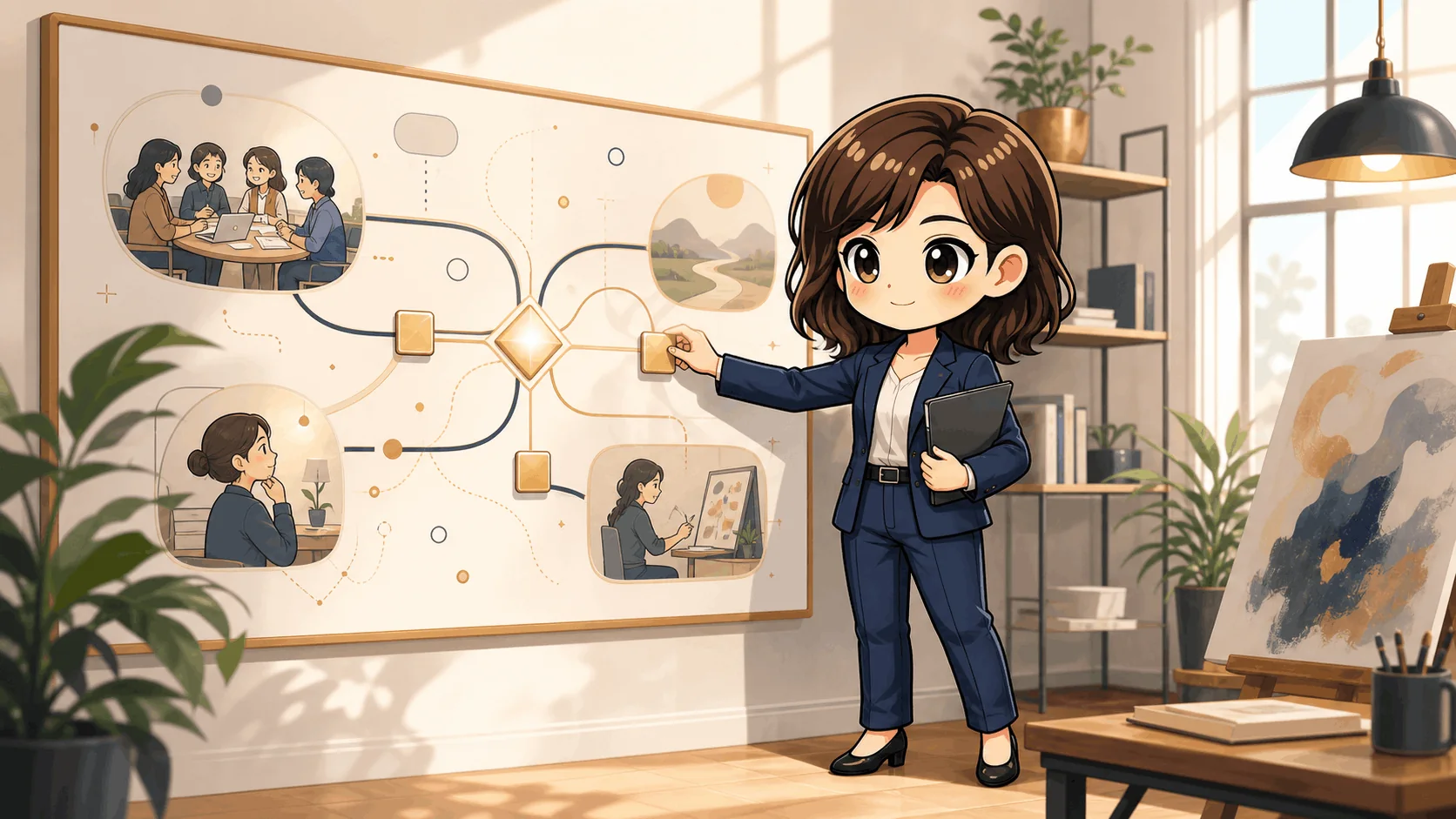 Persona che collega qualità personali e possibili direzioni professionali